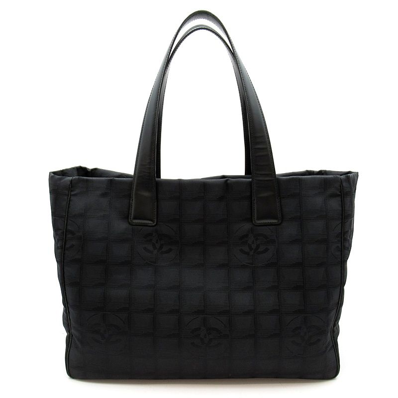 Chanel New Travel Line Tote MM Nylon Calf Black