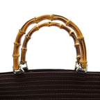 Gucci Bamboo 2-Way Handbag Canvas Leather Brown — view 2