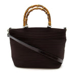 Gucci Bamboo 2-Way Handbag Canvas Leather Brown