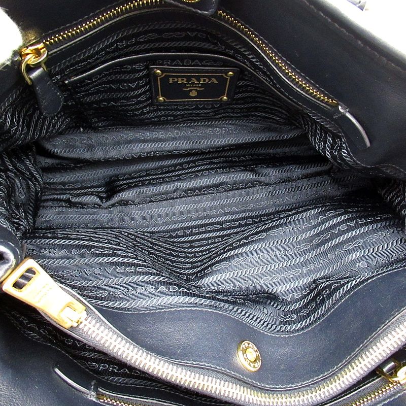 Prada 2-Way Tote Nylon Leather Shoulder Bag Navy — view 7