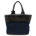 Prada Handbag Nylon Leather Tote Black Navy — view 4