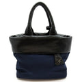 Prada Handbag Nylon Leather Tote Black Navy