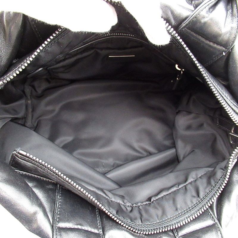 Prada Handbag Nylon Leather Tote Black Navy — view 7