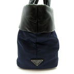Prada Handbag Nylon Leather Tote Black Navy — view 5
