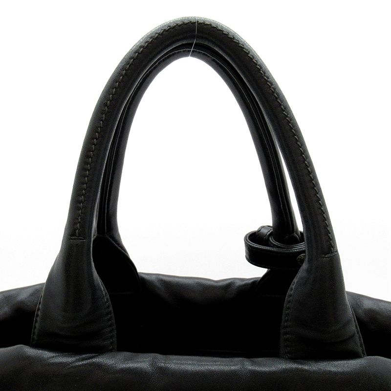 Prada Handbag Nylon Leather Tote Black Navy — view 2