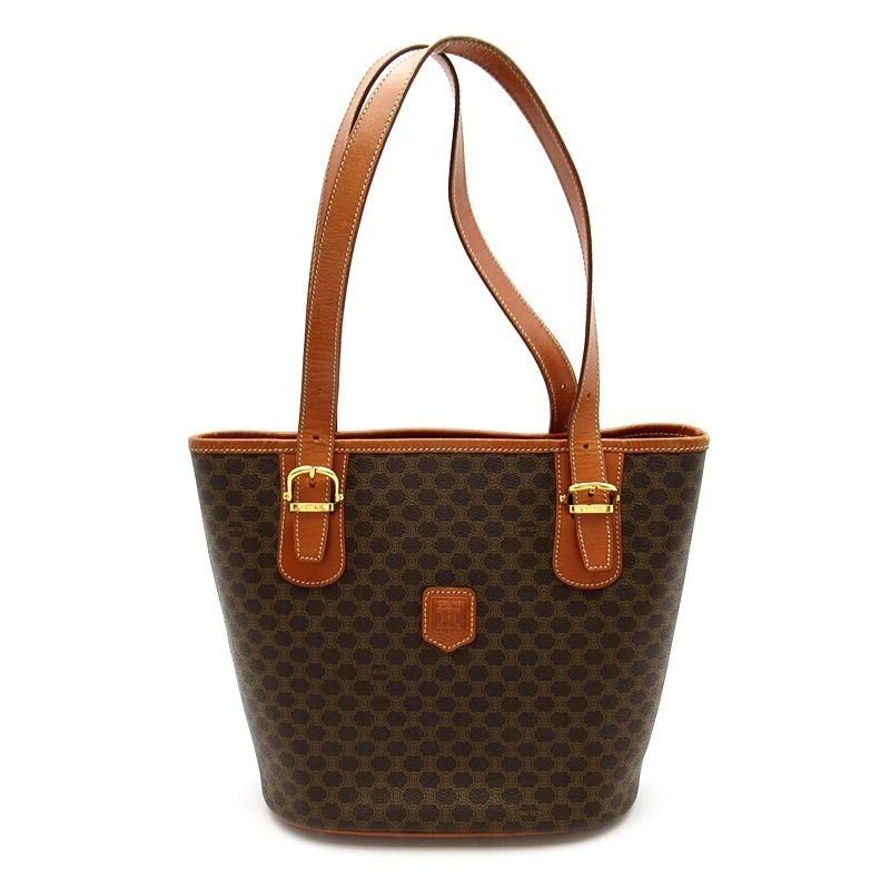 Celine Macadam Handbag Leather Brown