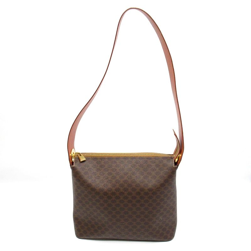 Celine Macadam Shoulder Bag Leather Brown