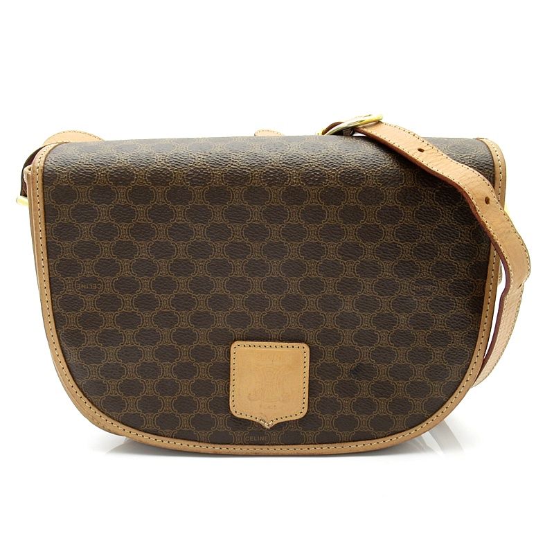 Celine Macadam Shoulder Bag Leather Brown