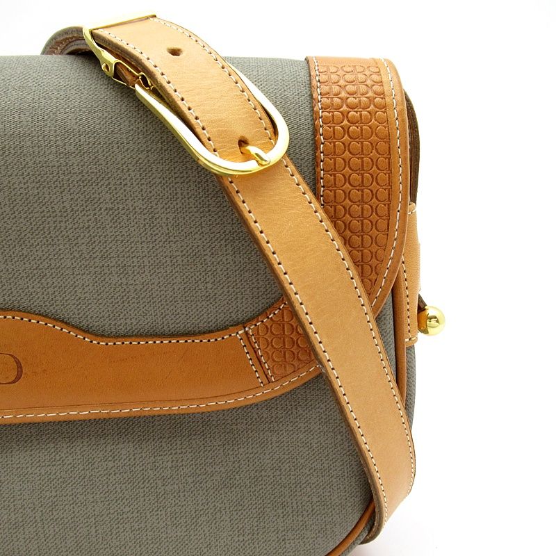 Dior Vintage Logo Shoulder Bag Canvas Leather Gray — view 2