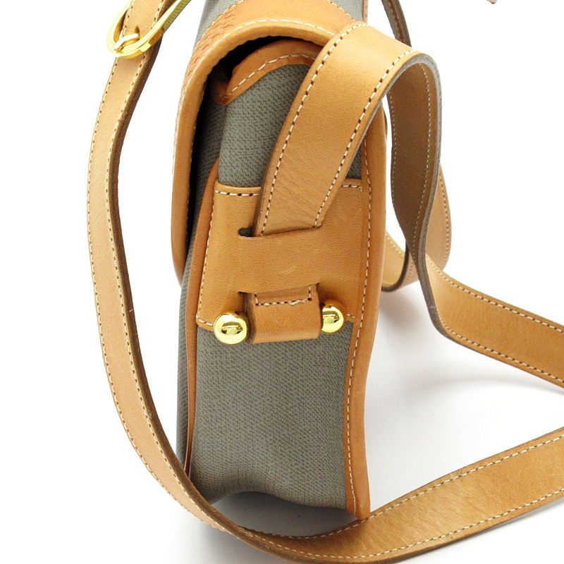 Dior Vintage Logo Shoulder Bag Canvas Leather Gray — view 3