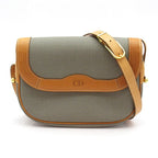Dior Vintage Logo Shoulder Bag Canvas Leather Gray
