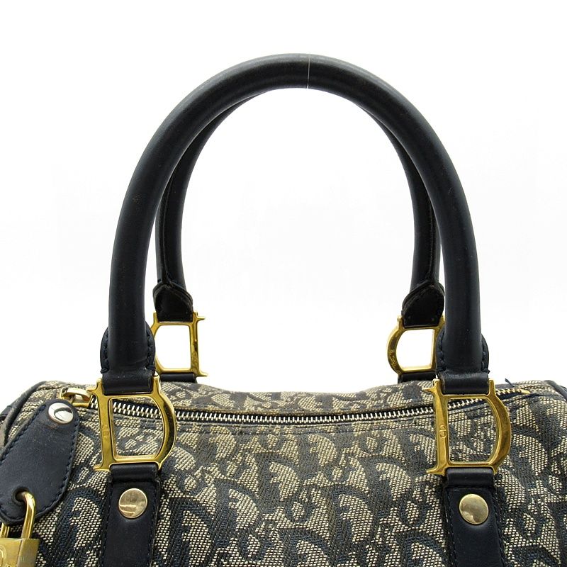 Dior Trotter Mini Boston Bag Canvas Leather Navy — view 2
