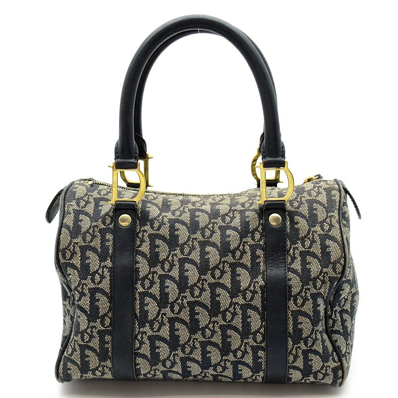 Dior Trotter Mini Boston Bag Canvas Leather Navy — view 4