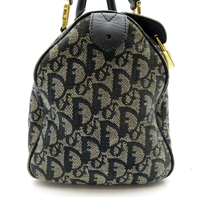 Dior Trotter Mini Boston Bag Canvas Leather Navy — view 5