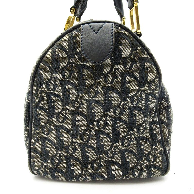 Dior Trotter Mini Boston Bag Canvas Leather Navy — view 3