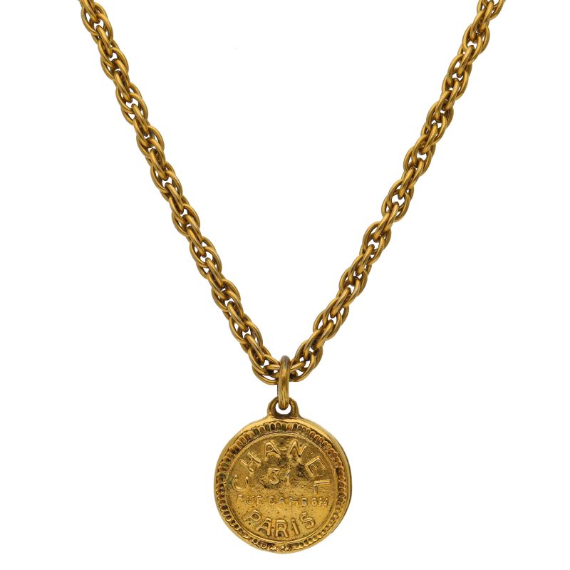 Chanel Coin Necklace Brass — view 2