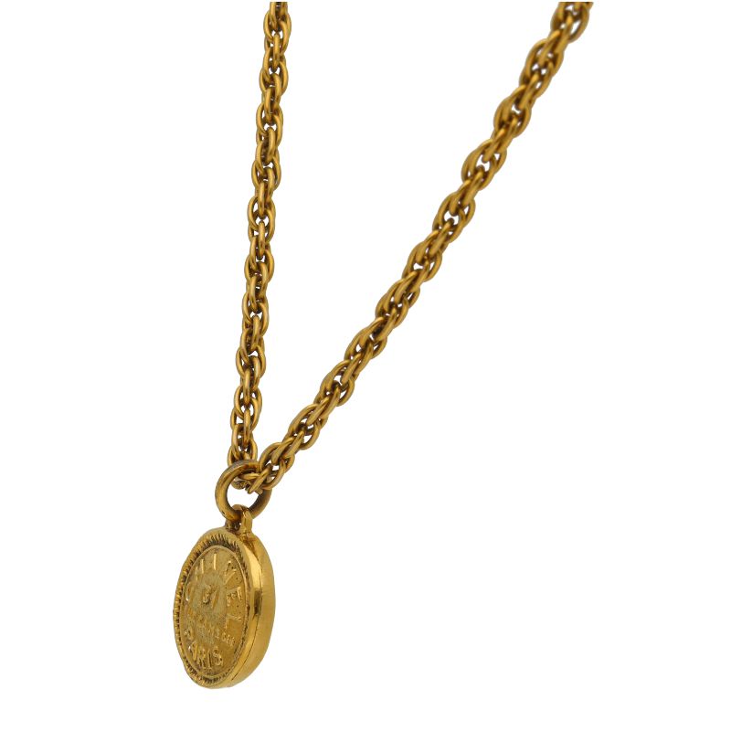 Chanel Coin Necklace Brass — view 3
