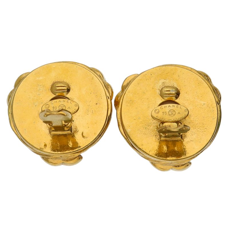 Chanel Faux Pearl Earrings Brass — view 2