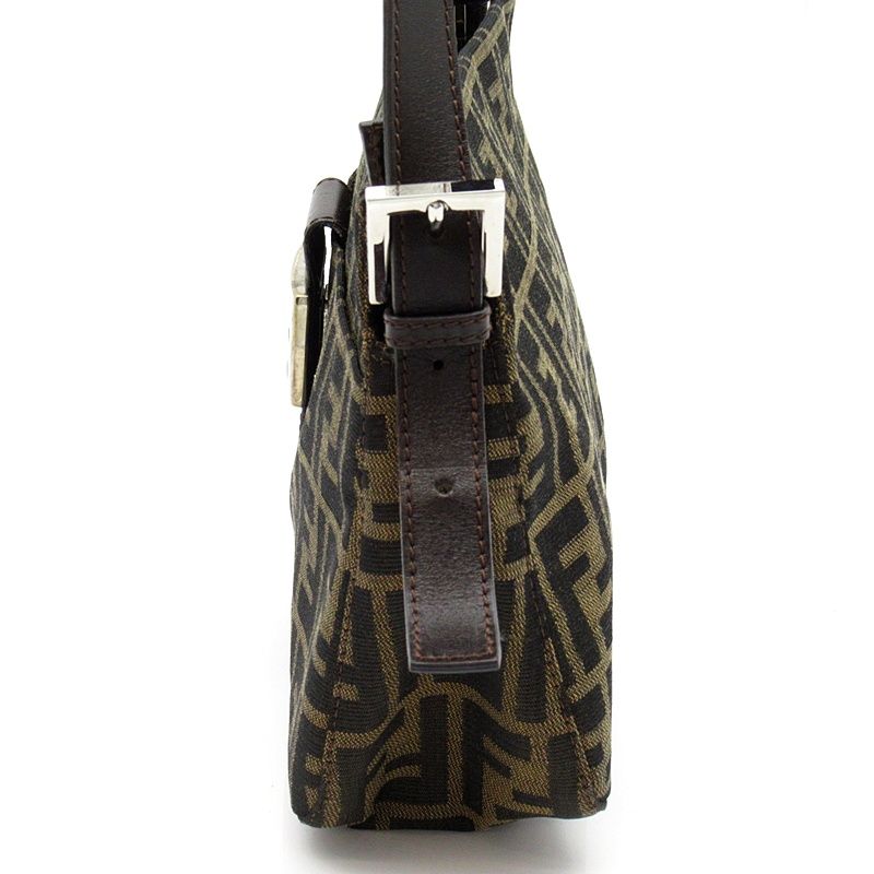 Fendi Zucca Shoulder Bag Canvas Leather Brown — view 3