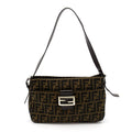 Fendi Zucca Shoulder Bag Canvas Leather Brown