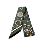 Hermes Twilly Scarf Se la Fet Silk 100% Black Khaki