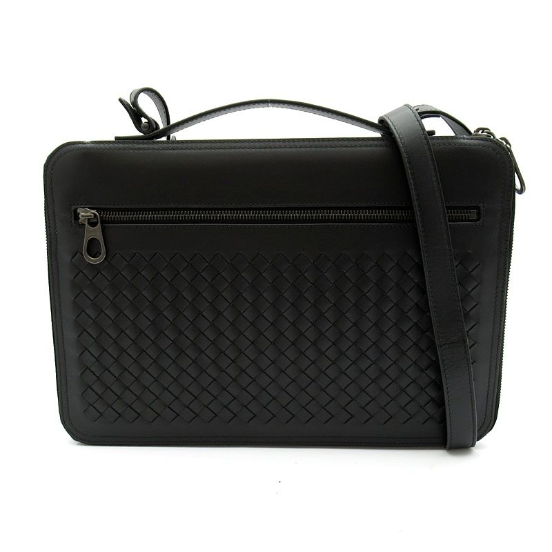 Bottega Veneta Briefcase 2-Way Shoulder Intrecciato Black Beauty