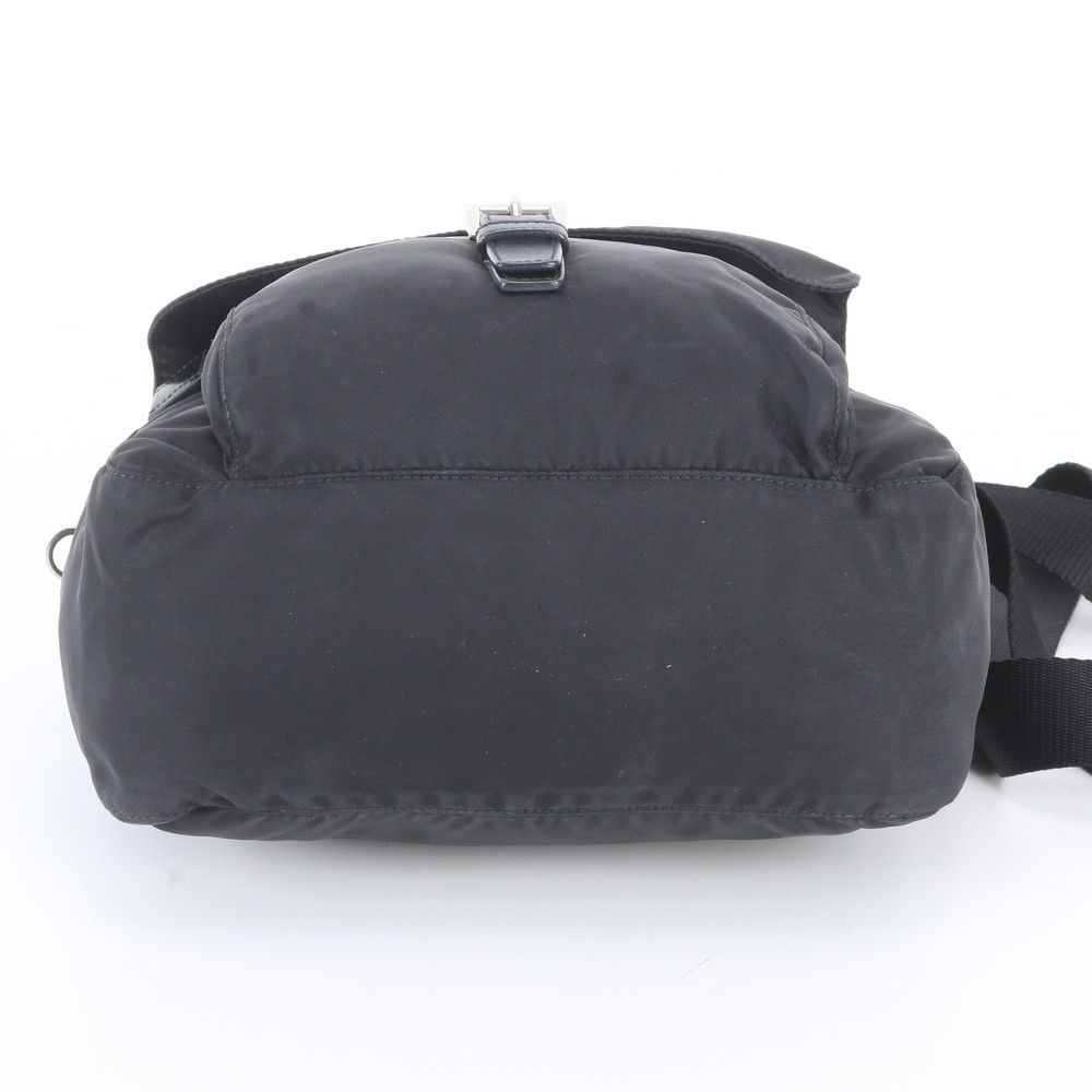 Prada Tessuto Nylon Triangle Logo Leather Shoulder Bag Crossbody Messenger — view 5