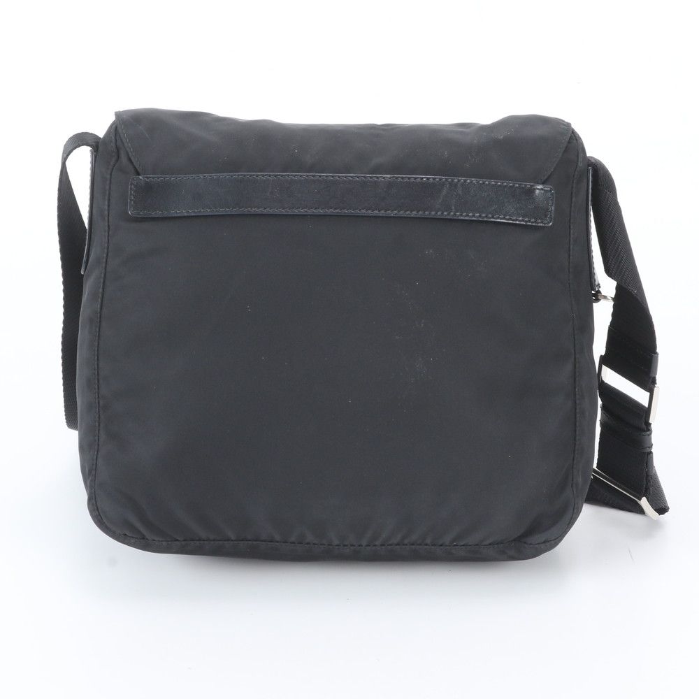 Prada Tessuto Nylon Triangle Logo Leather Shoulder Bag Crossbody Messenger — view 3