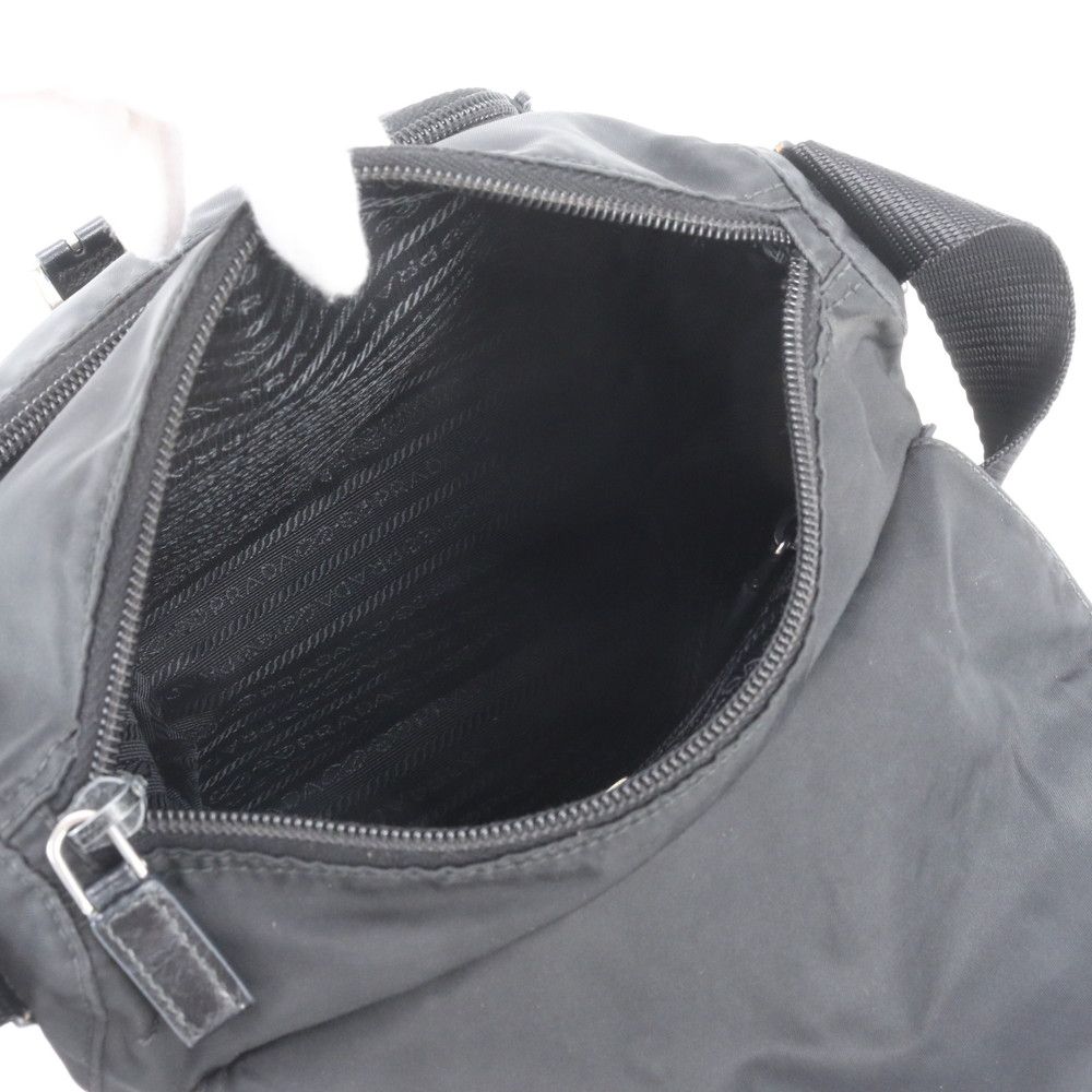 Prada Tessuto Nylon Triangle Logo Leather Shoulder Bag Crossbody Messenger — view 7