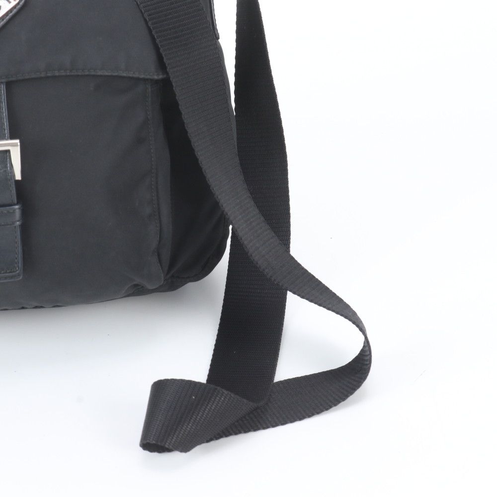 Prada Tessuto Nylon Triangle Logo Leather Shoulder Bag Crossbody Messenger — view 2