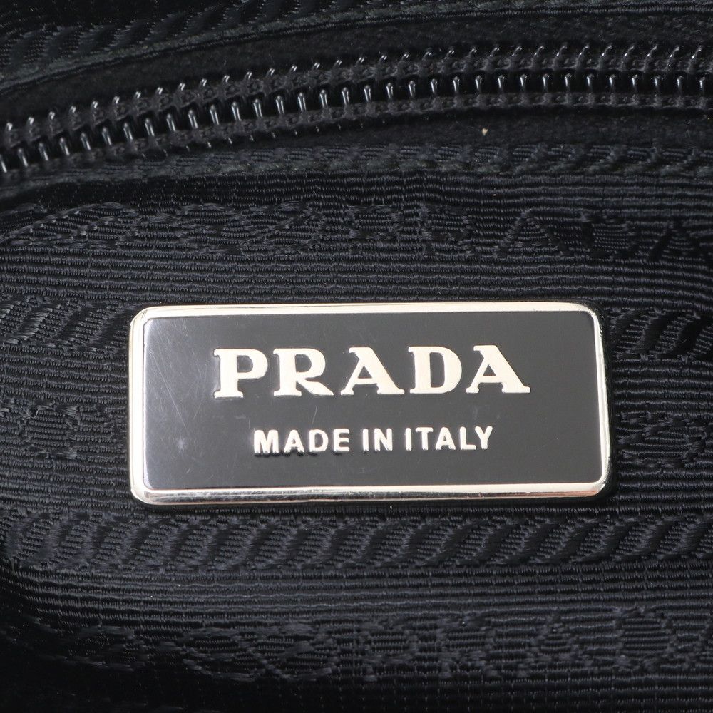 Prada Tessuto Nylon Triangle Logo Leather Shoulder Bag Crossbody Messenger — view 8