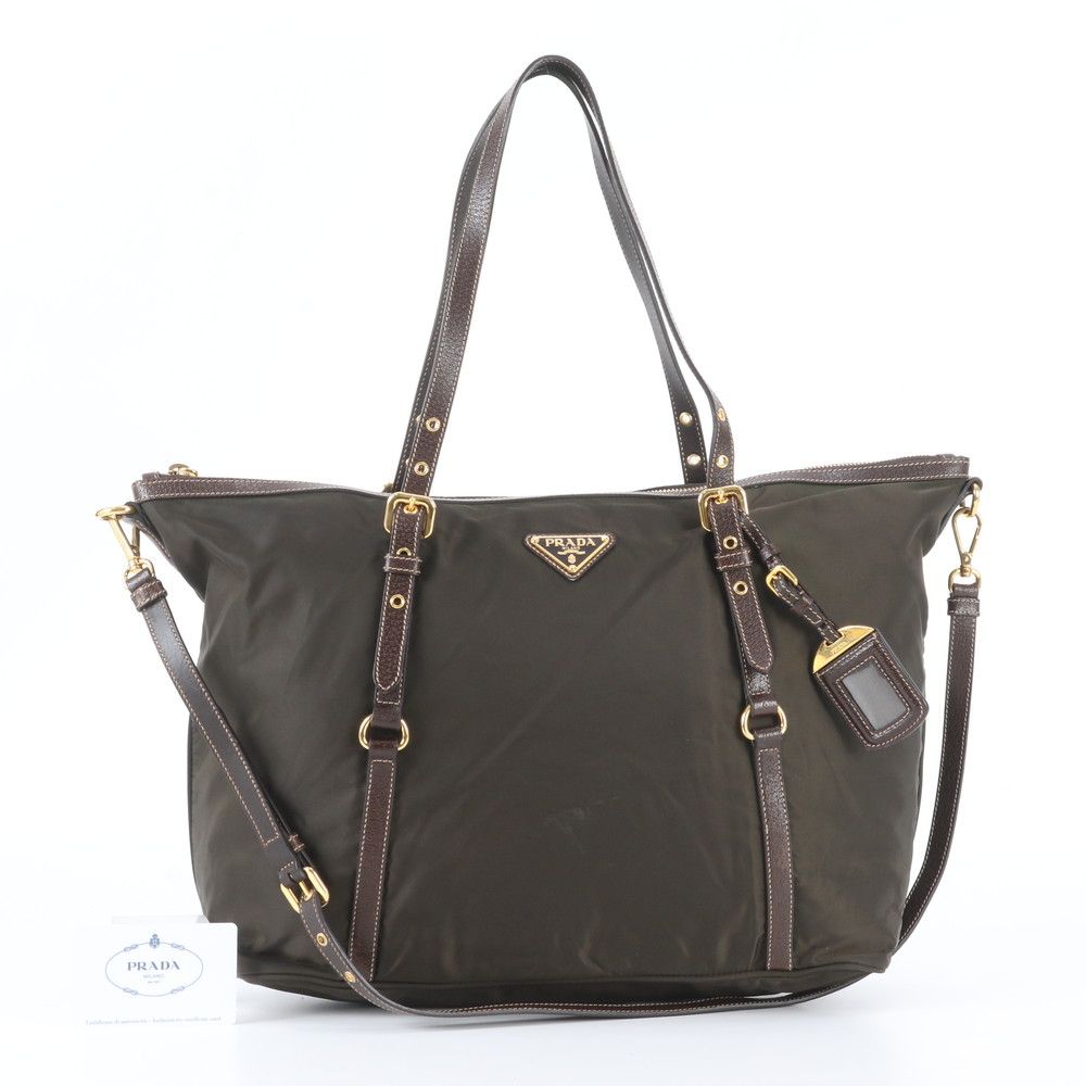 Prada Tessuto Nylon Triangle Logo 2-Way Shoulder Bag Crossbody Tote