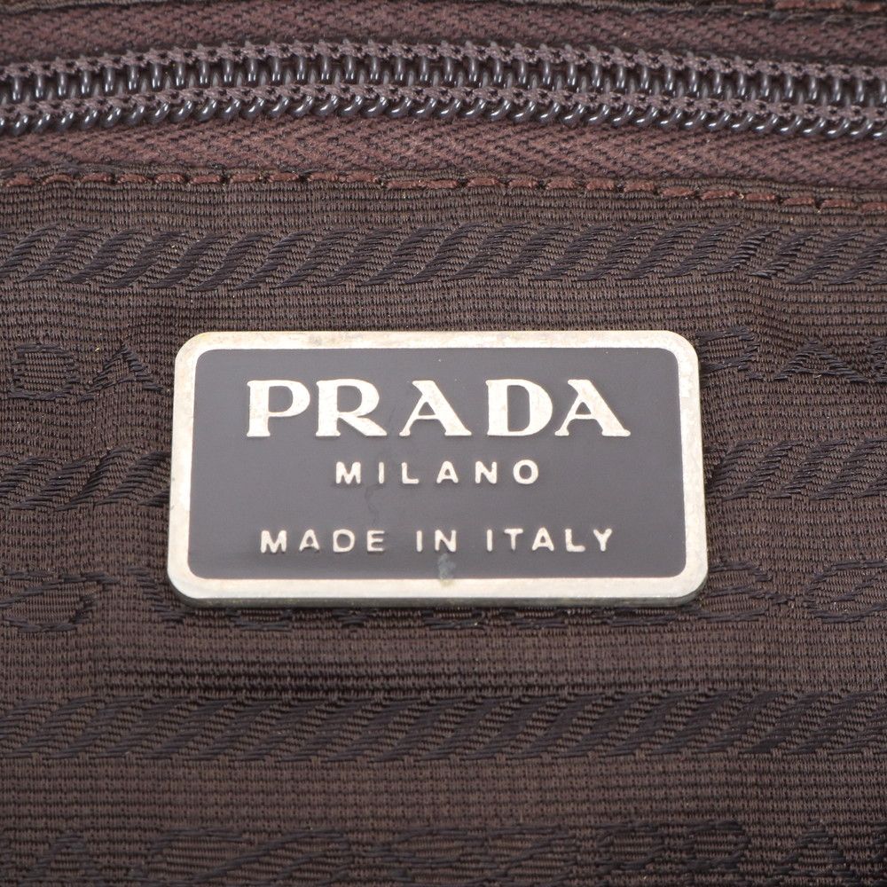 Prada Tessuto Nylon Triangle Logo Leather Backpack — view 9
