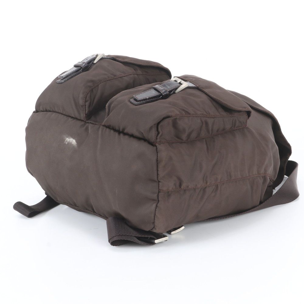 Prada Tessuto Nylon Triangle Logo Leather Backpack — view 4