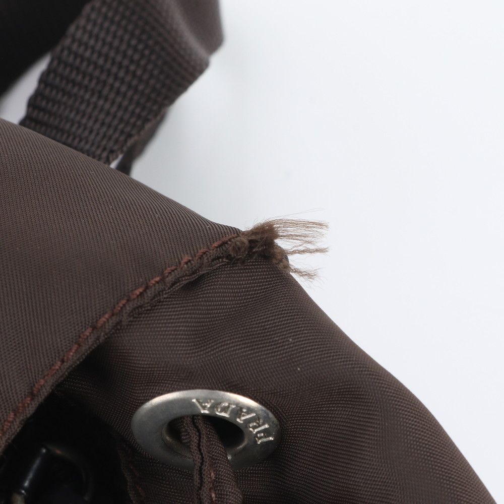 Prada Tessuto Nylon Triangle Logo Leather Backpack — view 8