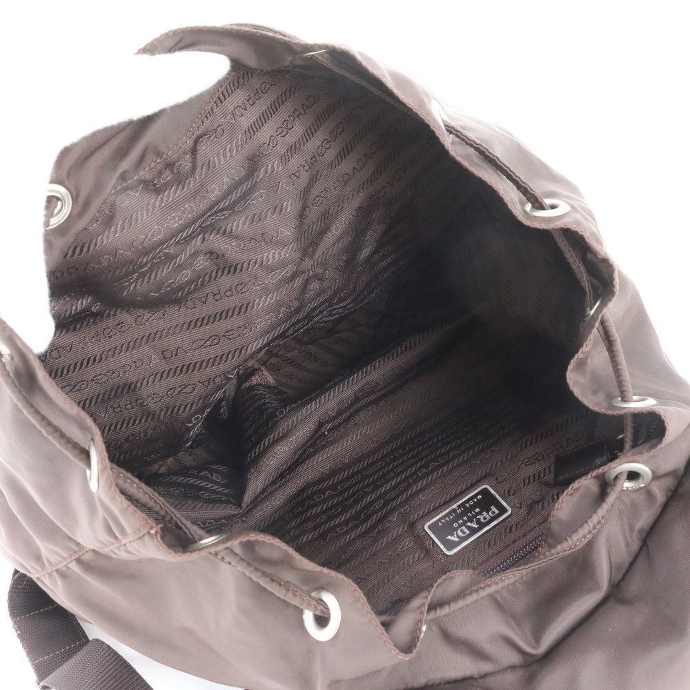 Prada Tessuto Nylon Triangle Logo Leather Backpack — view 7