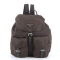 Prada Tessuto Nylon Triangle Logo Leather Backpack