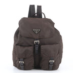 Prada Tessuto Nylon Triangle Logo Leather Backpack