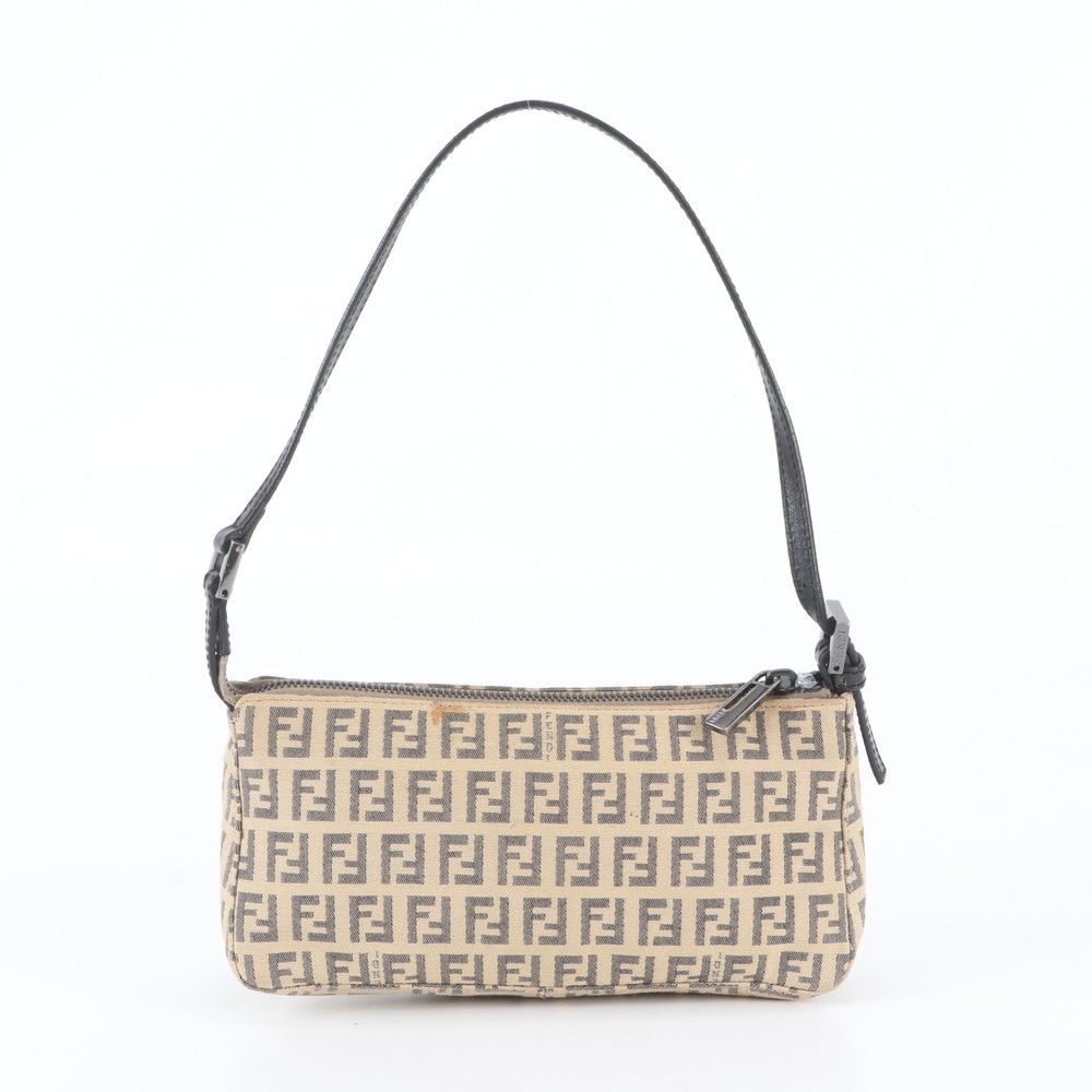 Fendi Zucchino Pouch Leather Handbag