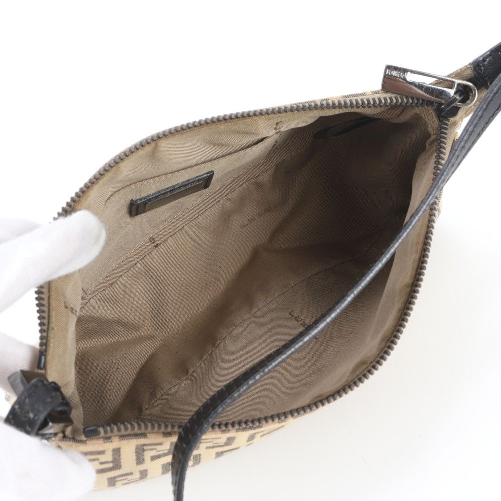 Fendi Zucchino Pouch Leather Handbag — view 7