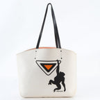 Prada Leather Canvas Canapa Monkey Shoulder Bag Hand — view 2