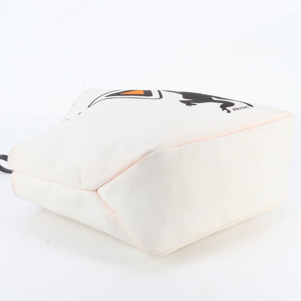Prada Leather Canvas Canapa Monkey Shoulder Bag Hand — view 6