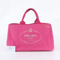 Prada Canapa Triomphe Tote Hand Leather Pink Uim with