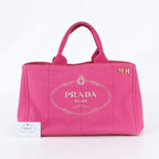 Prada Canapa Triomphe Tote Hand Leather Pink Uim with