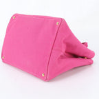 Prada Canapa Triomphe Tote Hand Leather Pink Uim with — view 4