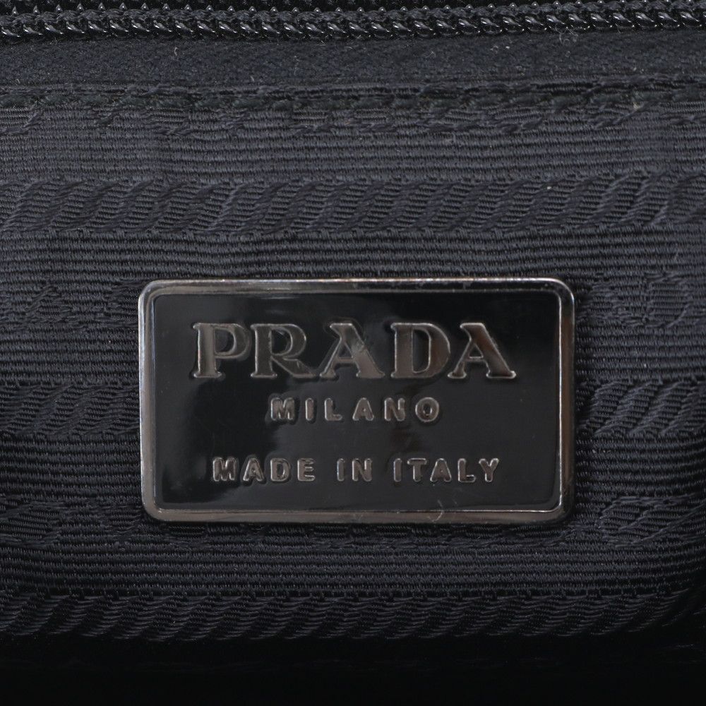 Prada Tessuto Nylon Leather Handbag Black — view 8
