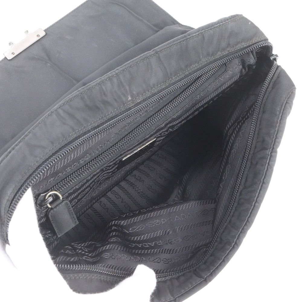 Prada Tessuto Nylon Leather Handbag Black — view 7