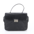 Prada Tessuto Nylon Leather Handbag Black