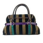Fendi Handbag Baulot Special Chef Brown Black Purple Green Velour — view 3