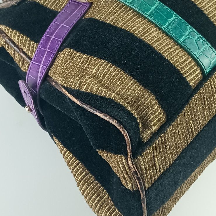 Fendi Handbag Baulot Special Chef Brown Black Purple Green Velour — view 5